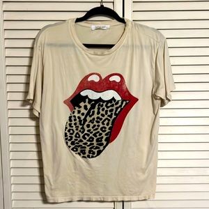 Free people leopard Rolling Stones band tee
